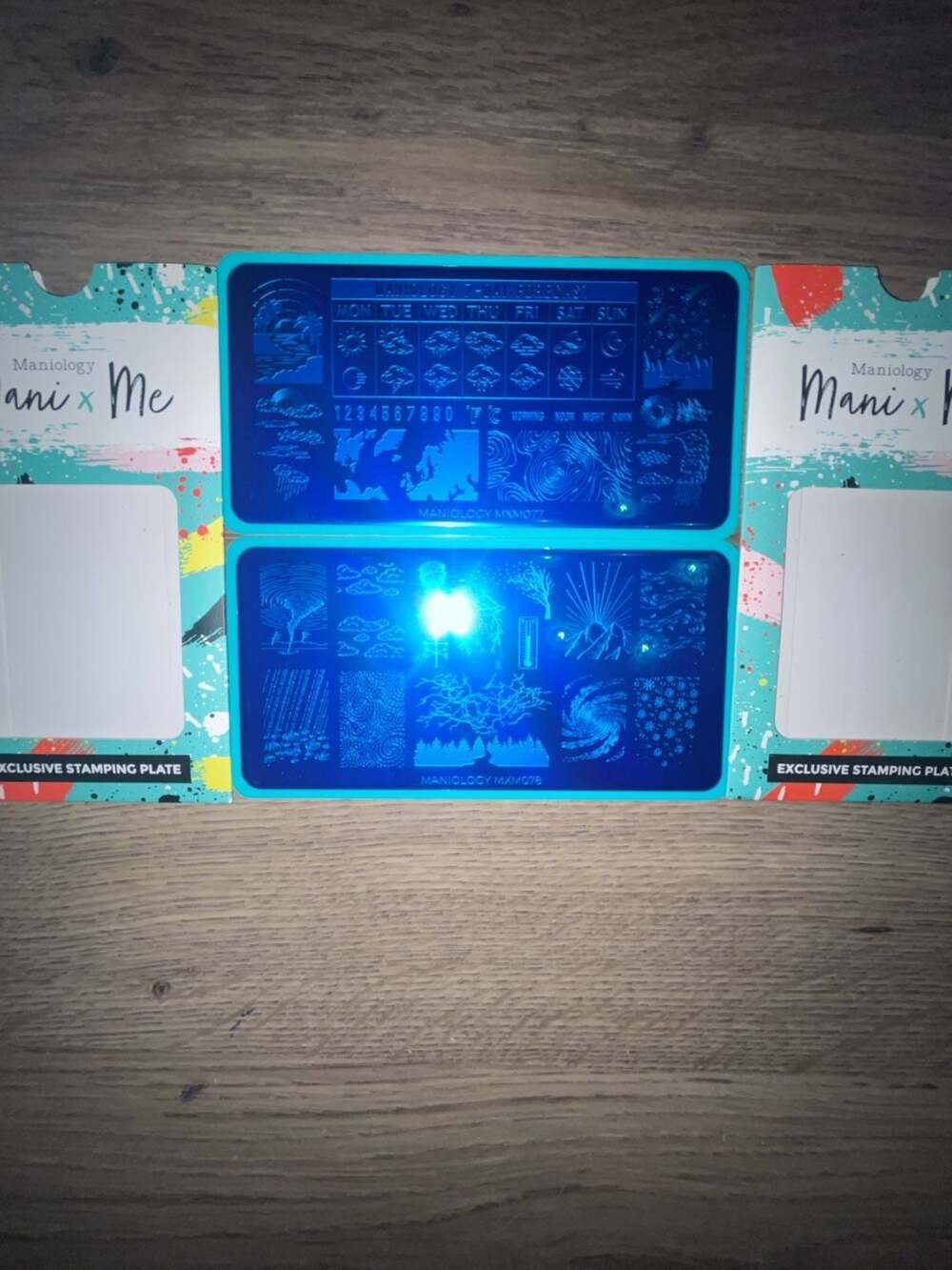 Maniology Mani X Me Nail Stamping Plates MXM077 MXM078 WEATHER FORECAST, THUNDER